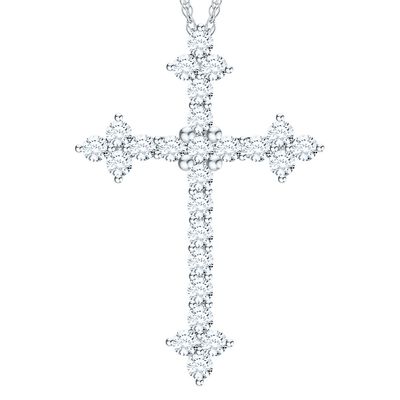 Diamond Cross Pendant in 10K White Gold