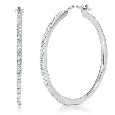 Diamond Hoop Earrings in Sterling Silver