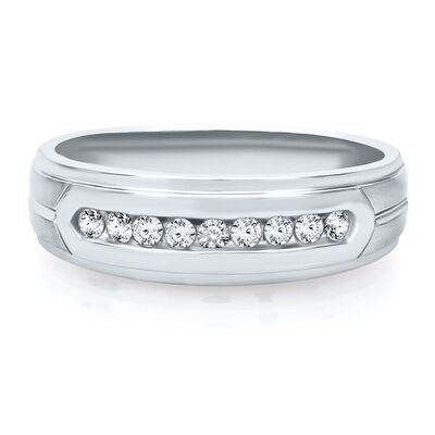 Men’s Channel-Set Diamond Wedding Band in 10K Gold