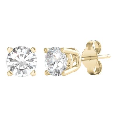 Diamond Round Solitaire Stud Earrings in 14K Gold