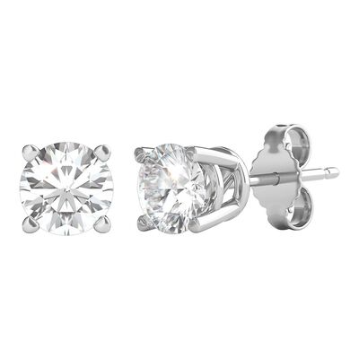 Diamond Round Stud Earrings in 18K White Gold