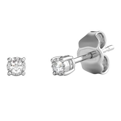 Diamond Illusion Stud Earrings in Sterling Silver