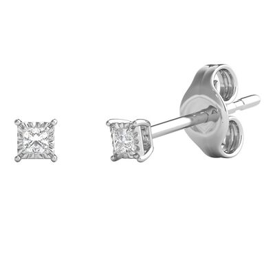 Diamond Illusion Stud Earrings in Sterling Silver