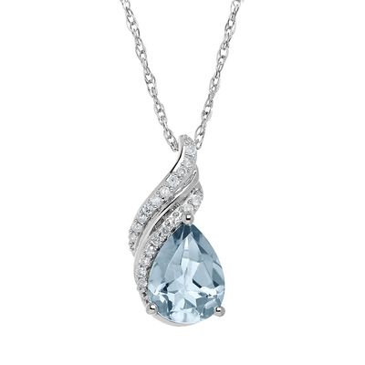 Lab Created Birthstone & Diamond Pendant in Sterling Silver