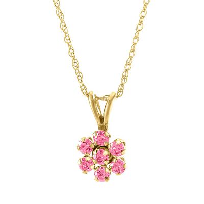 Children's Pink Cubic Zirconia Flower Pendant in 14K Yellow Gold