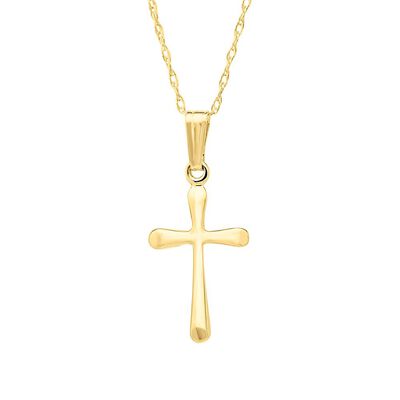 Children's Domed Cross Pendant in 14K Yellow Gold