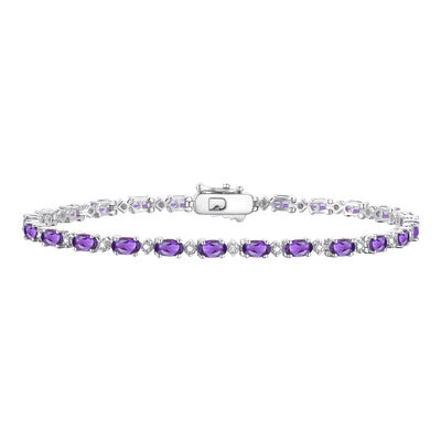 Amethyst & Diamond Bracelet in Sterling Silver