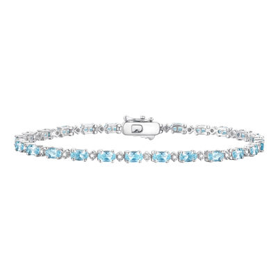 Blue Topaz & Diamond Bracelet in Sterling Silver