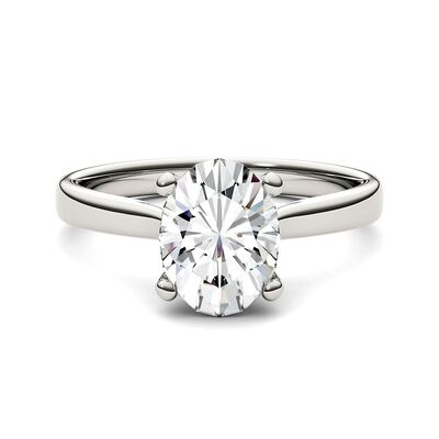 Oval Moissanite Solitaire Ring in 14K White Gold (2 ct. dew)