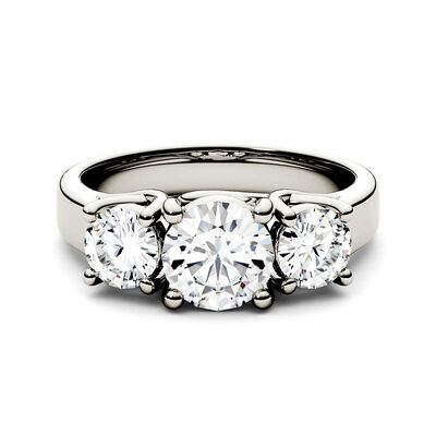 Three-Stone Moissanite Ring 14K White Gold (2 ct. dew)