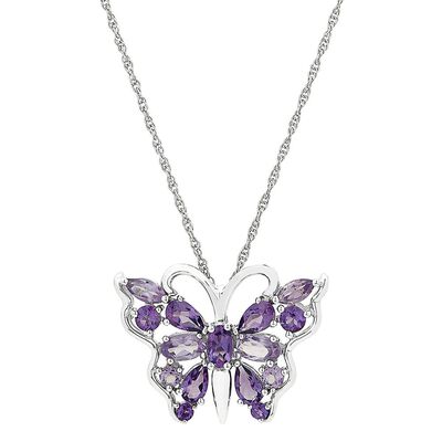 Amethyst Butterfly Pendant in Sterling Silver