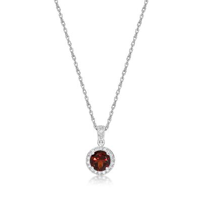 Lab Created Birthstone & 1/10 ct. tw. Diamond Pendant in Sterling Silver