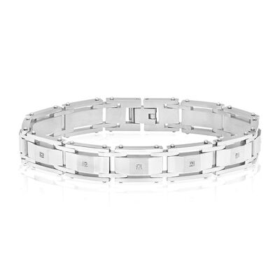 Men's Diamond Bracelet in Stainless Steel