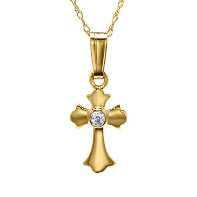 Children's Cross Pendant in 14K Yellow Gold