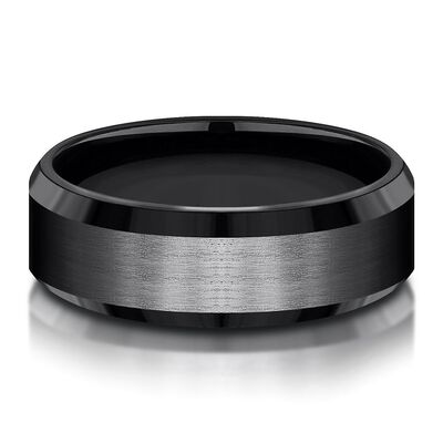 Men's Band in Black Titanium, 7MM