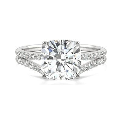 Cushion-Cut Moissanite Ring Set in 14K White Gold (2 5/8 ct. dew)