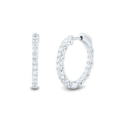 Lab Grown Diamond Hoop Earrings in 14K White Gold