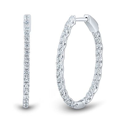 2 ct. tw. Lab Grown Diamond Inside-Out Hoop Earrings in 14K White Gold