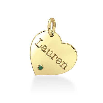 engravable heart pendant with custom gemstone