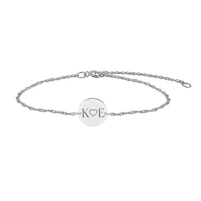 engravable initial disc bracelet with custom symbol