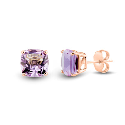 Amethyst Stud Earrings in 10K Rose Gold