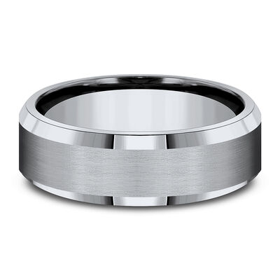 Men's Bevel Edged Band in Titanium, 7MM