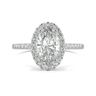 Moissanite Oval Halo Ring in 14K White Gold (2 5/8 ct. dew)