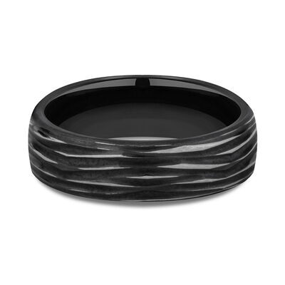 Men's Bark Pattern Band in Black Titanium, 6.5MM