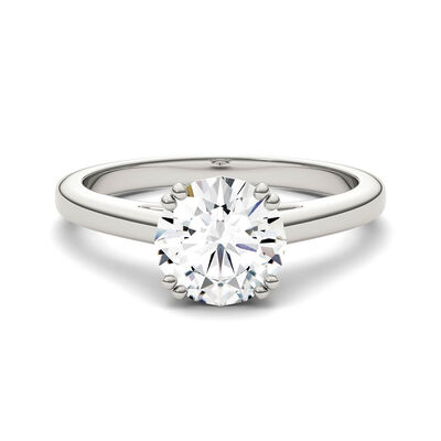 Round Moissanite Solitaire Ring in 14K White Gold (1 1/2 ct. dew)