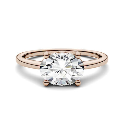 Oval Moissanite Solitaire Ring in 14K Rose Gold (2 1/10 ct. dew)