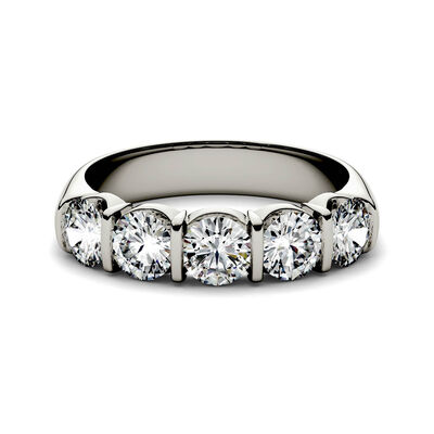 Moissanite Band with Five-Stone Setting in 14K White Gold (1 5/8 ct. dew)