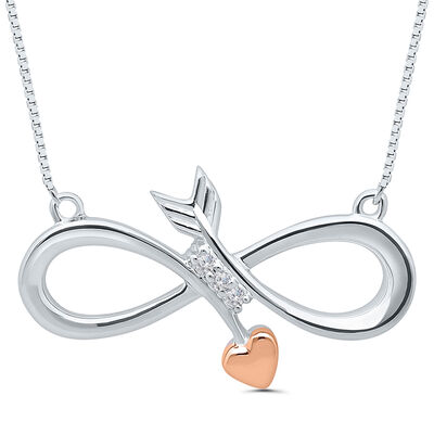 Diamond Infinity Arrow Pendant in Sterling Silver