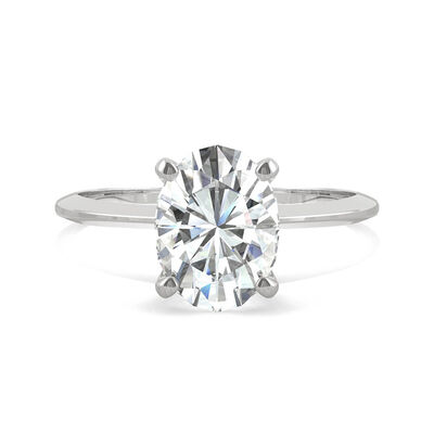 Oval Moissanite Ring with Knife-Edge Band in Platinum (2 ct. dew)