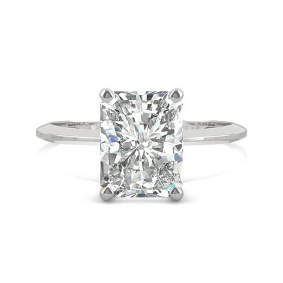 Radiant-Cut Moissanite Ring with Knife-Edge Band in Platinum (2 3/4 ct. dew)