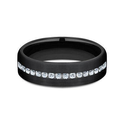 Men's Lab Grown Diamond Wedding Band in Black Titanium, 6.5mm