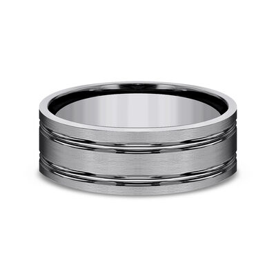 Men's Satin Finish Wedding Band in Gray Titanium, 8mm