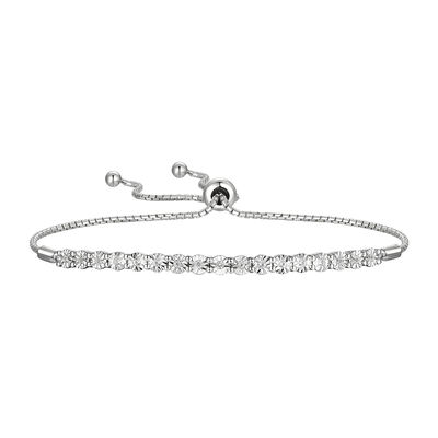 Round Diamond Bolo Bracelet in Sterling Silver