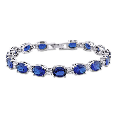 Lab Created Blue Sapphire Bracelet in Sterling Silver