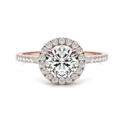 Moissanite Round Halo Ring in 14K Rose Gold (1 1/3 ct. dew)