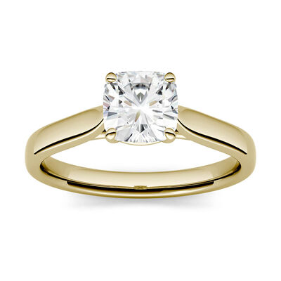 Cushion-Cut Moissanite Solitaire Ring in 14K Yellow Gold (1 ct. dew)