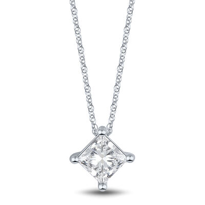 Lab Grown Diamond Pendant Solitaire in 14K White Gold