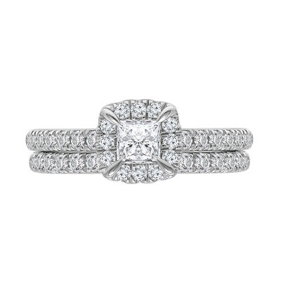 Princess-Cut Diamond Halo Bridal Set in 14K White Gold (1 1/2 ct. tw.)