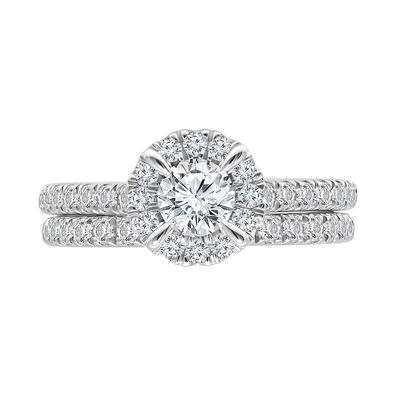 Round Diamond Halo Bridal Set in 14K White Gold (1 1/2 ct. tw.)