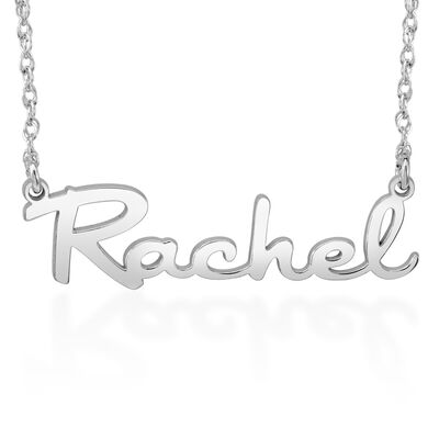 custom nameplate necklace with cursive lettering