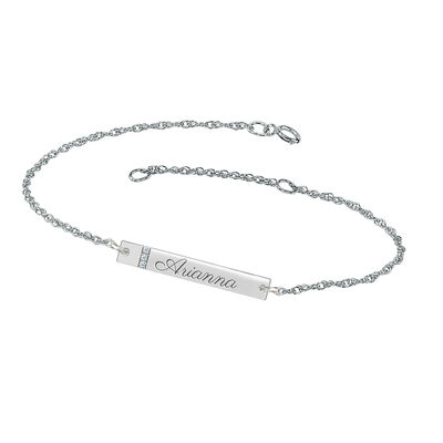 engravable bar bracelet with diamond accents