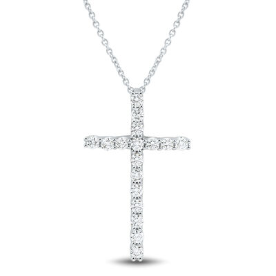 Lab Grown Diamond Cross Pendant in 14K White Gold (5/8 ct. tw.)