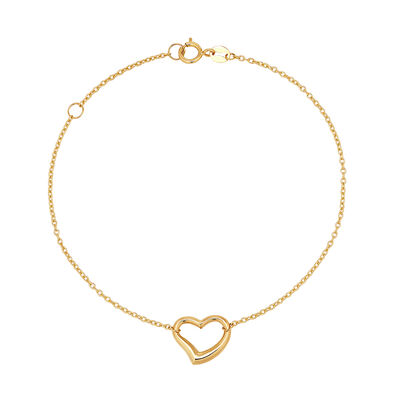 Open Heart Bracelet in 14K Yellow Gold