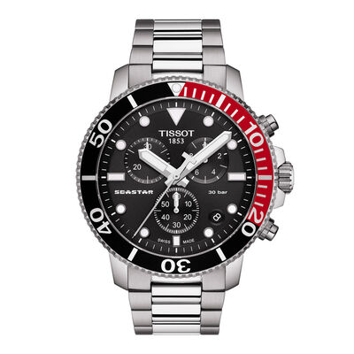 Black Seastar 1000 Chronograph Men’s Watch in Stainless Steel