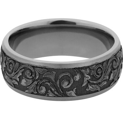 Men’s Scroll Wedding Band with Black Cerakote in Tantalum, 8mm