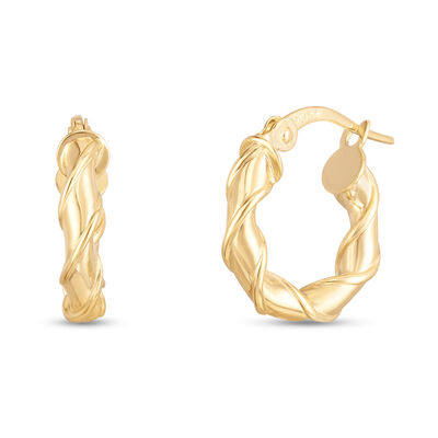 Twisted Hoop Earrings in 14K Yellow Gold